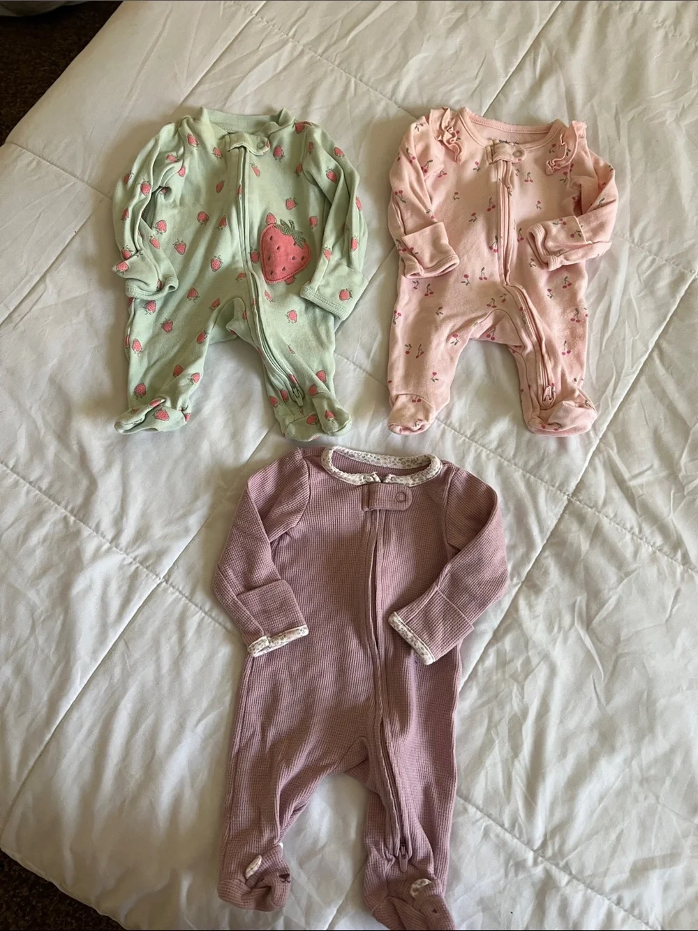 Carter's Mint, Blush Pink & Mauve Baby Footed One-Piece Set
